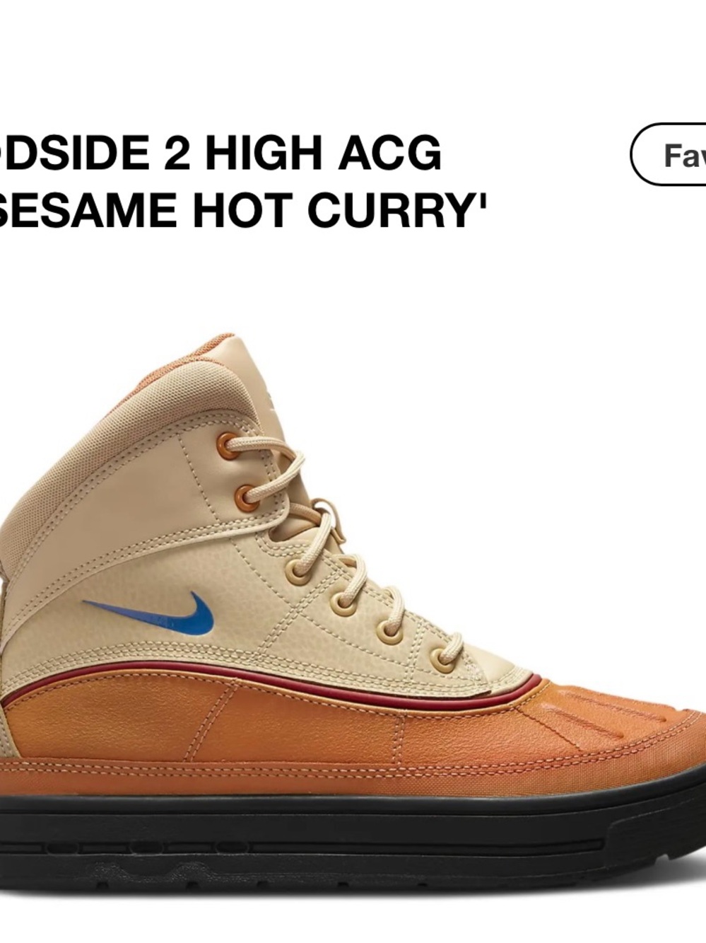 Nike WOODSIDE 2 HIGH ACG GS 'SESAME HOT CURRY' 4y